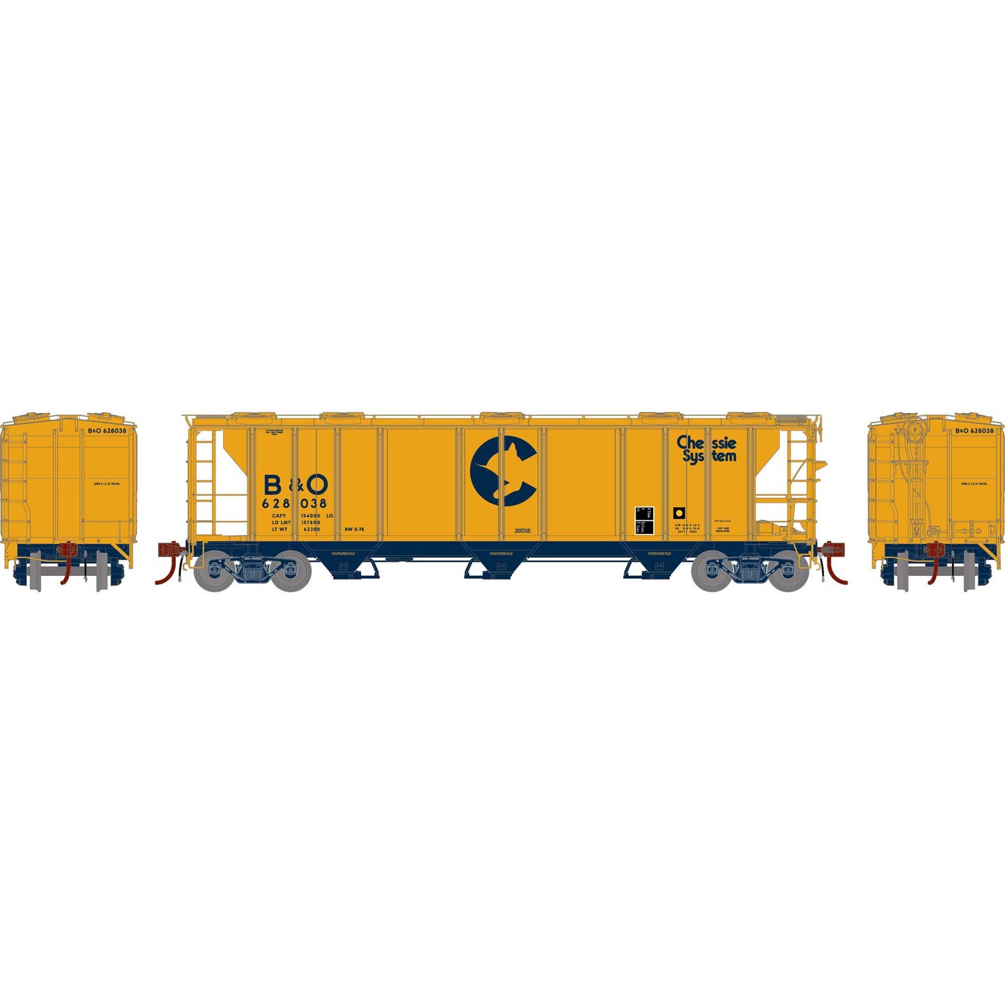 Athearn G73614 HO Baltimore & Ohio PS-2 2893 3-Bay Covered Hopper #628038
