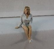 Arttista 1117 O Young Woman w/Blue Shirt Sitting Pewter Figure
