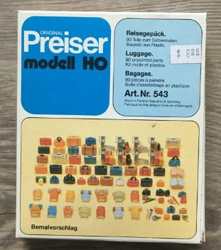 Preiser 543 HO Unpainted Luggage Parts (Set of 90)
