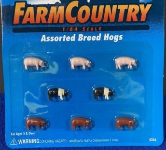 Ertl 4346 S/1:64 Scale Farm Country Assorted Breed Hogs Plastic (Set of 8)