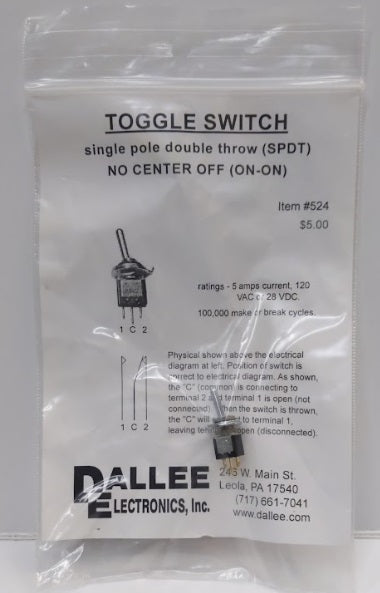 Dallee 524 Toggle Switch Single Pole Double Throw NO Center Off/On-On