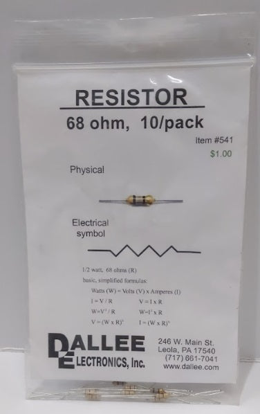 Dallee 541 Resistor 68 ohm 1/2 Watt (Pack of 10)