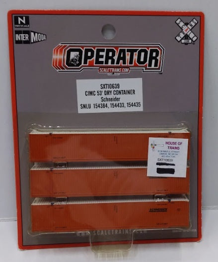 Scale Trains SXT10639 N Schneider 53' Dry Container SNLU # 154384/154433/154435