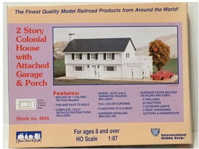 IHC 4945 HO 2-Story Colonial House w/Attached Garage & Porch Building Kit