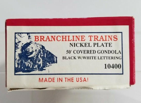 Branchline Trains 10400 HO Nickel Plate 50'Covered Gondola Black W/Lettering Kit