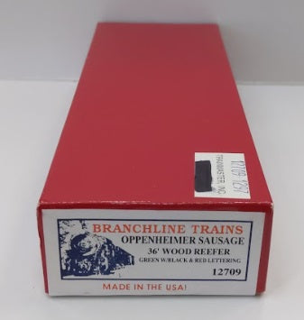 Branchline Trains 12709 HO Green Oppenheimer Sausage 36' Wood Reefer Kit