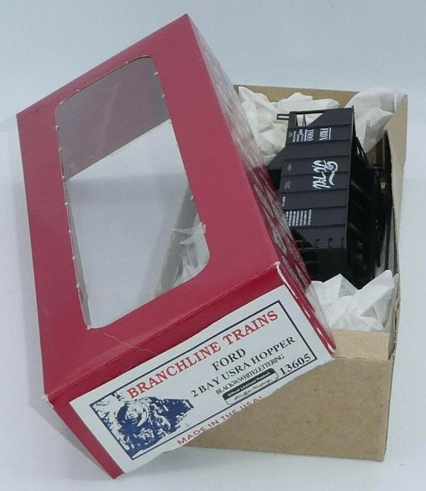 Branchline Trains 13605 HO Ford 2-Bay USRA Hopper Black W/White Lettering Kit