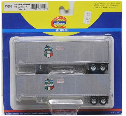 Athearn 73305 HO Nacionales de Mexico 40'''' Smooth Side Z-Van Trailers