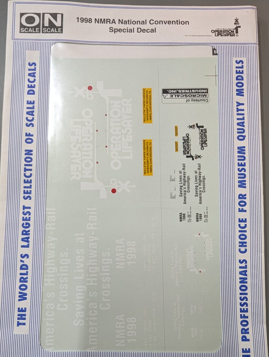 Microscale 1998 N/O Scale NMRA National Convention Special Decal Set ...