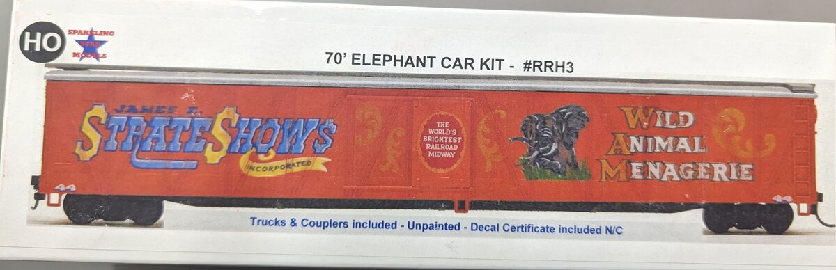 Sparkling Star Models RRH3 HO Scale Unpainted 70' Elephant Car Kit