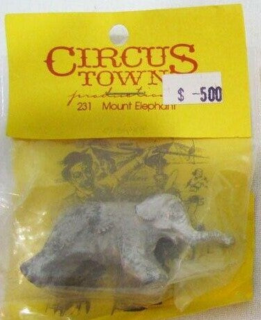 Circus Town 231 HO Silver Metal Mount Elephant Figure