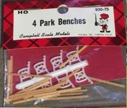 Campbell Scale Models 930-75 HO Park Benches (Pack of 4)