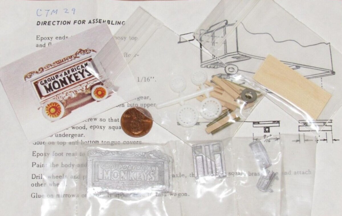 CTM 29 HO Scale Group Of African Monkeys Cage Wagon Kit