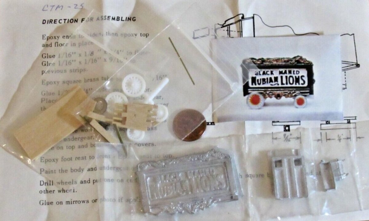 CTM 25 HO Scale Black Maned Nubian Lions Circus Wagon Kit