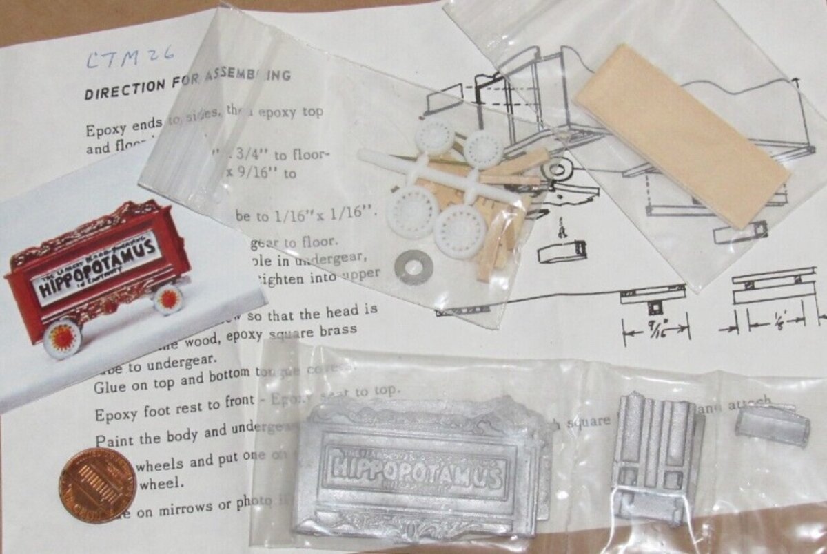 CTM 26 HO Scale Hippopotamus Circus Cage Wagon Kit