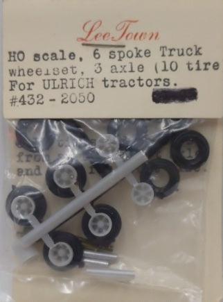 Lee Town 432-2050 HO Scale Spoke Truck Wheelset 3-Axle For Ulrich Tractor