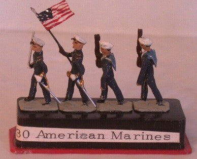 Miniploms Alymer 30 HO Scale Marching American Marines Holding Flag (Set of 4)
