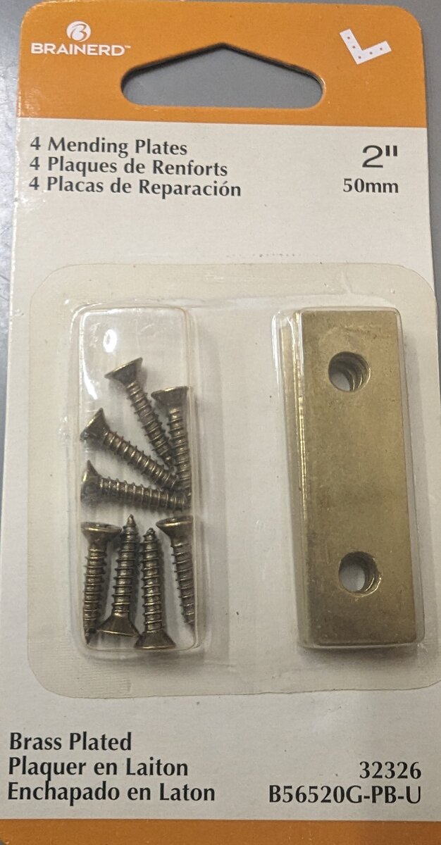 Brainerd 32326 Brass Plated 2" Mending Plates (Set of 4)