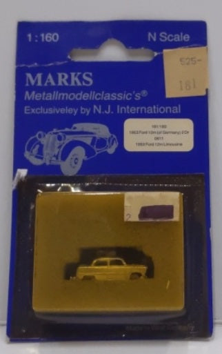 NJ International 181/180 N Scale Marks 1953 Ford 12 m Limousine Metal Kit