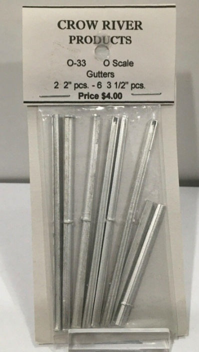 Crow River Products O-33 O Scale Gutters 2" 2-Pc 3 1/2" 6-Pc