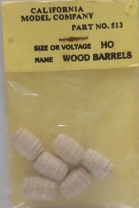 California Model Co 513 HO Scale Wood Barrels Unpainted (Pack of 6)