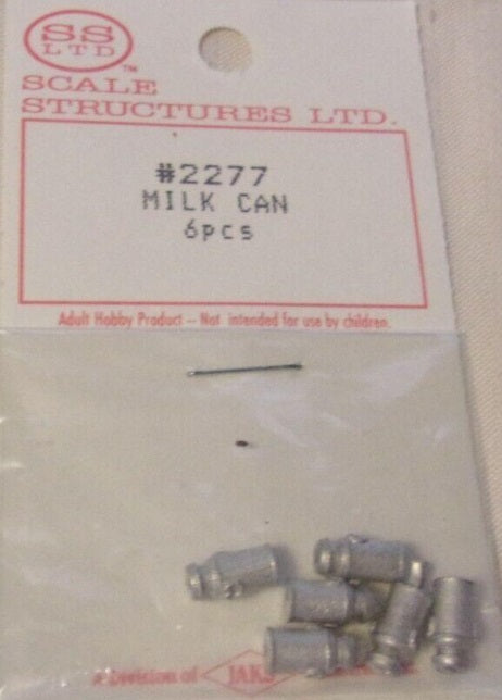 Scale Structures 2277 HO Scale Milk Cans Unpainted Metal Castings (Pack of 6)