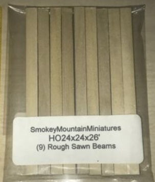 Smokey Mountain Miniatures 242426 HO Scale Rough Sawn Beams (Pack of 9)