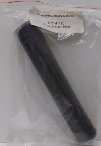Smokey Mountain Miniatures 11214  HO Scale Black Large Pipes (Pack of 2)