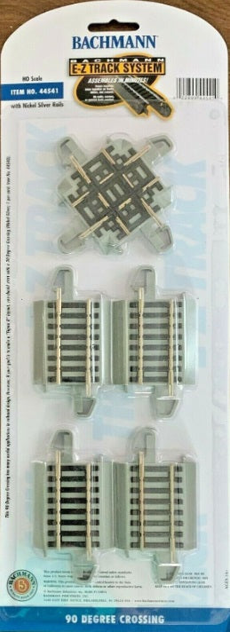 Bachmann 44541 HO Nickel Silver 90 Degree E-Z Track Crossing W/Adapter