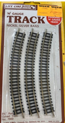 Life Like 7800 N Gauge Nickel-Silver Rails Curved Track (Pack of 3)
