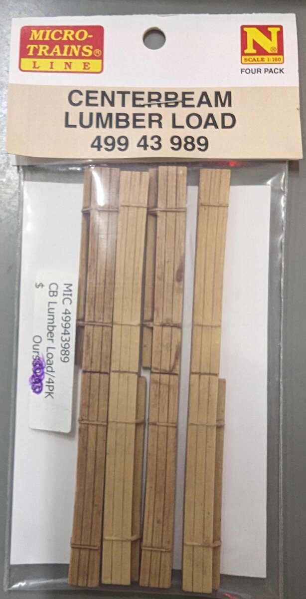 Micro-Trains 49943989 N Scale Centerbeam Lumber Load (Pack of 4)