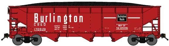 Bluford Shops 74054 N Burlington 3-Bay Offset Side Hopper CB&Q #170606