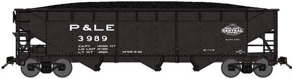 Bluford Shops 74120 N Pittsburgh & Lake Erie 3-Bay Offset Side Hopper P&LE #3989