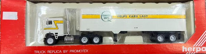 Herpa 001 HO Scale White & Yellow Quaker State Help Cars Last Truck & Trailer