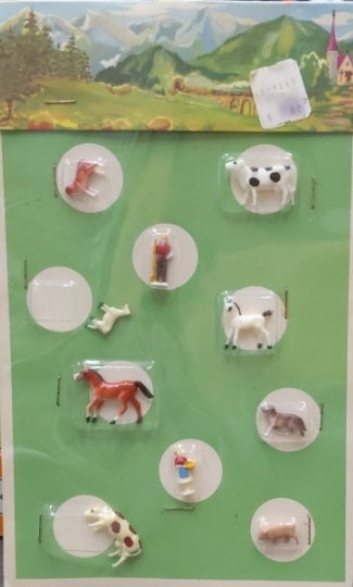 Acme 9-4244 HO Scale Farmer Woman & Man W/8-Animals Plastic Figures