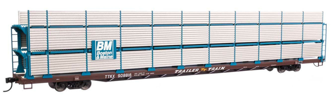 Walthers 910-8301 HO BM 89' Flatcar w/ Tri-Level Shielded Auto Rack RTR #908816