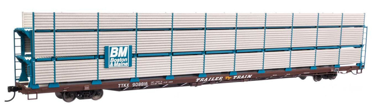 Walthers 910-8301 HO BM 89' Flatcar w/ Tri-Level Shielded Auto Rack RTR #908816