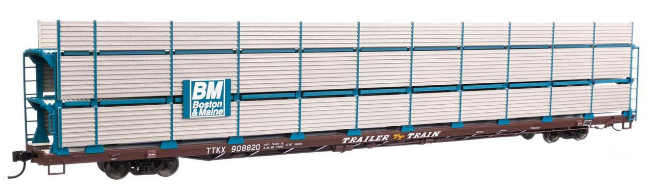 Walthers 910-8302 HO BM 89' Flatcar w/ Tri-Level Shielded Auto Rack RTR #908820