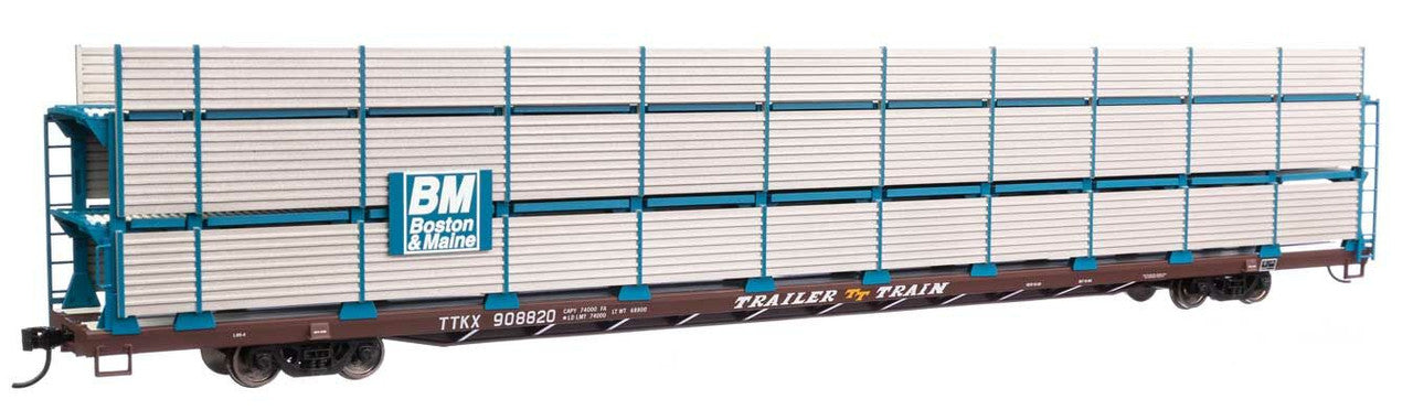 Walthers 910-8302 HO BM 89' Flatcar w/ Tri-Level Shielded Auto Rack RTR #908820