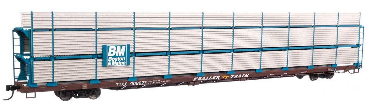 Walthers 910-8303 HO BM 89' Flatcar w/ Tri-Level Shielded Auto Rack RTR #908823