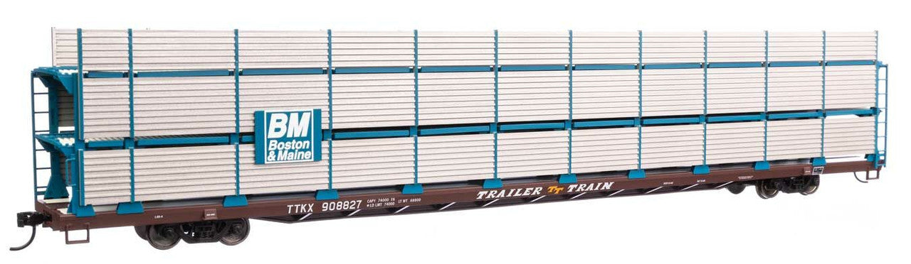 Walthers 910-8304 HO BM 89' Flatcar w/ Tri-Level Shielded Auto Rack RTR #908827