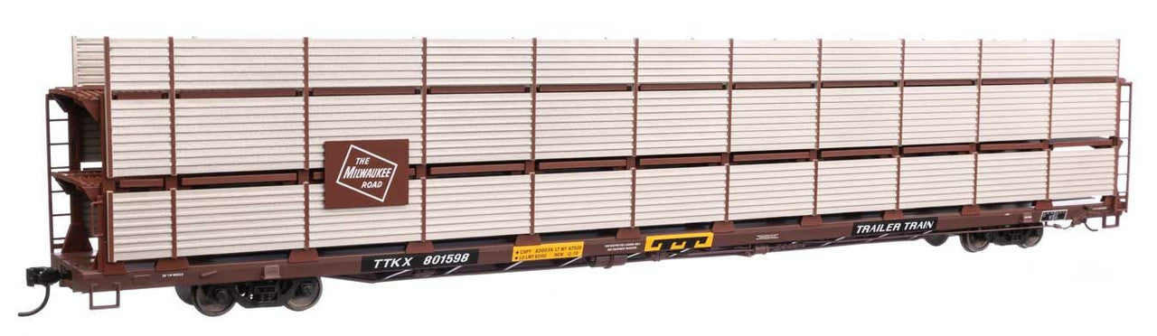 Walthers 910-8319 HO MILW 89' Flatcar w/Tri-Level Shielded Auto Rack RTR #801598