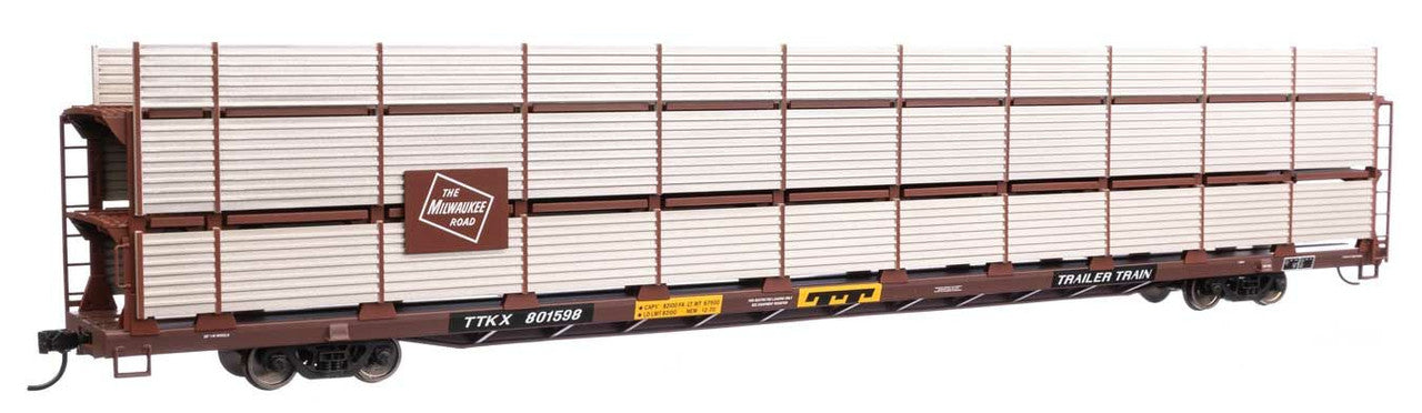 Walthers 910-8319 HO MILW 89' Flatcar w/Tri-Level Shielded Auto Rack RTR #801598