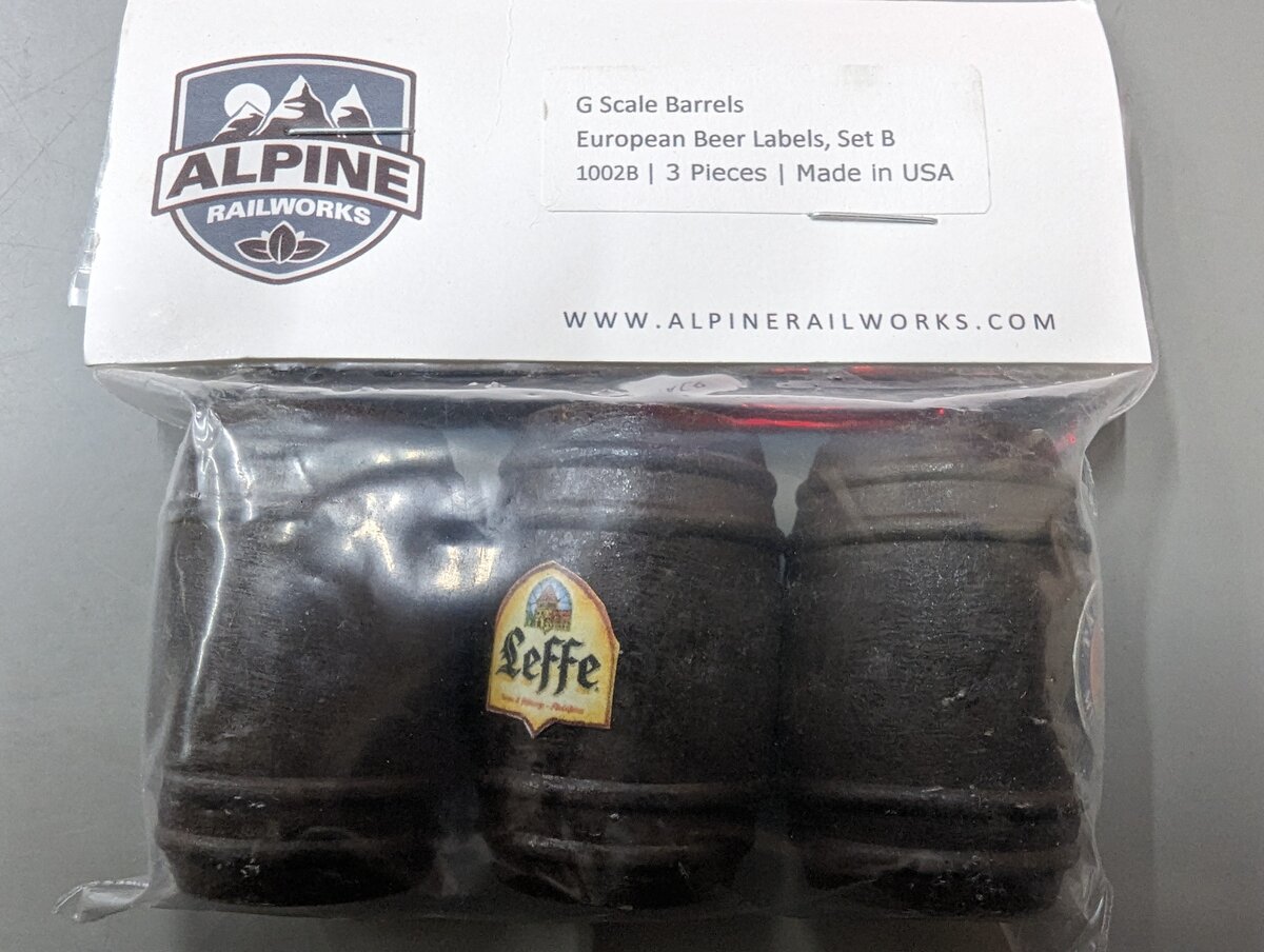 Alpine Railworks 1002B G Scale European Beer Barrels Set B (Set of 3)