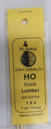 Mt. Albert MA102P24 HO Scale Lumber 1 x 4 24" (Pack of 7)