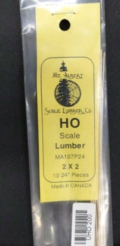 Mt. Albert MA107P24 HO Scale Lumber 2 x 2 - 24" (Pack of 10)
