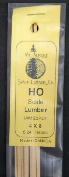 Mt. Albert MA122P24 HO Scale Lumber 4 x 8 - 24