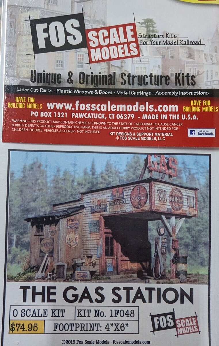 FOS Scale Limited 1F048 O Scale The Gas Station 4" x  6" Building Kit