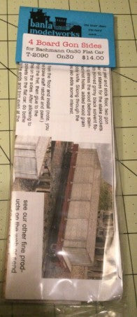 Banta Model Works T-2090 4 Board Gondola Sides for Bachmann Flat Car