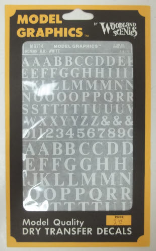 Woodland Scenics MG714 Model Graphics Roman R.R. White Dry Transfer Decals
